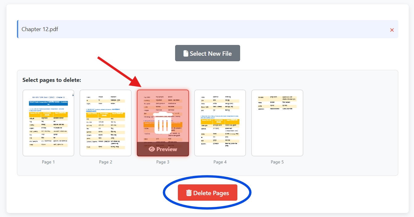 Select and delete unwanted PDF pages
